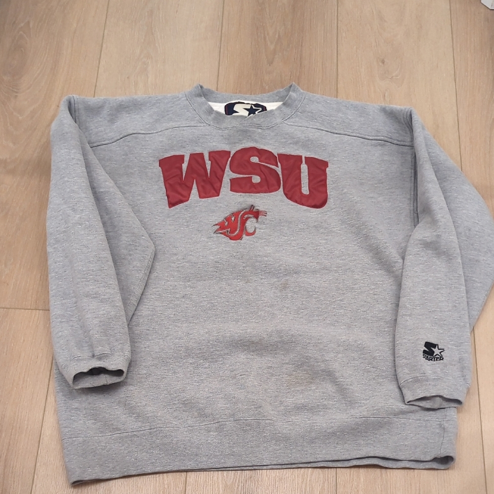 STARTER Gray and Red Crewneck Sweater